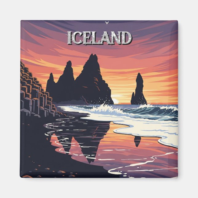 Reynisdrangar Island Travel Magnet (Framsidan)