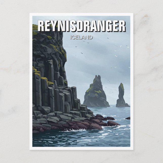 Reynisdrangar Island Travel Vykort (Framsida)
