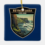 Reynisfjara Beach Island Travel Art Vintage Julgransprydnad Keramik<br><div class="desc">Reynisfjara i vektorkonst stil. Reynisfjara är en världsomspännande svartsandstrand berömden Kusten i Islandet,  precis bredvid Vik í Myrdal.</div>