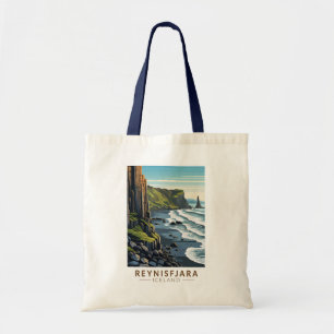 Reynisfjara Beach Island Travel Art Vintage Tygkasse