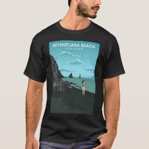 Reynisfjara Black Sand Beach Travel Poster T Shirt