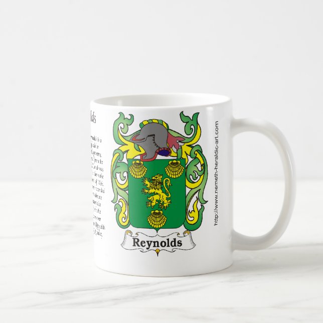 Reynolds familjvapensköld på en mugg (Höger)