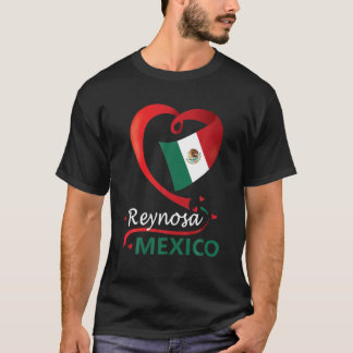 Reynosa Tamaulipas Mexiko Heart Flagga Mexiko Mexi T Shirt