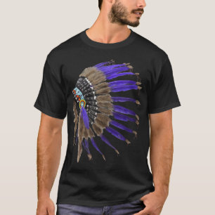 Rez Native American Buffalo Skull Feathers indisk T Shirt