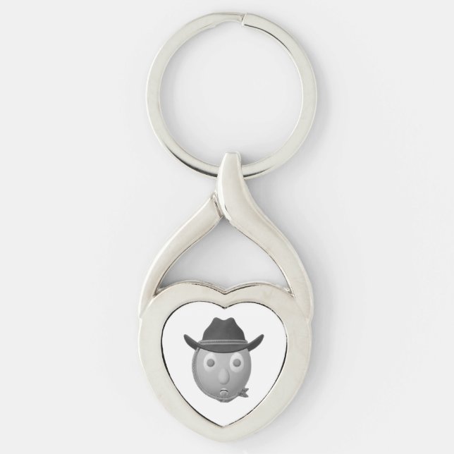 RG RA Ägg Konst Twisted Heart Silverfärgad Nyckelring (Framsidan)