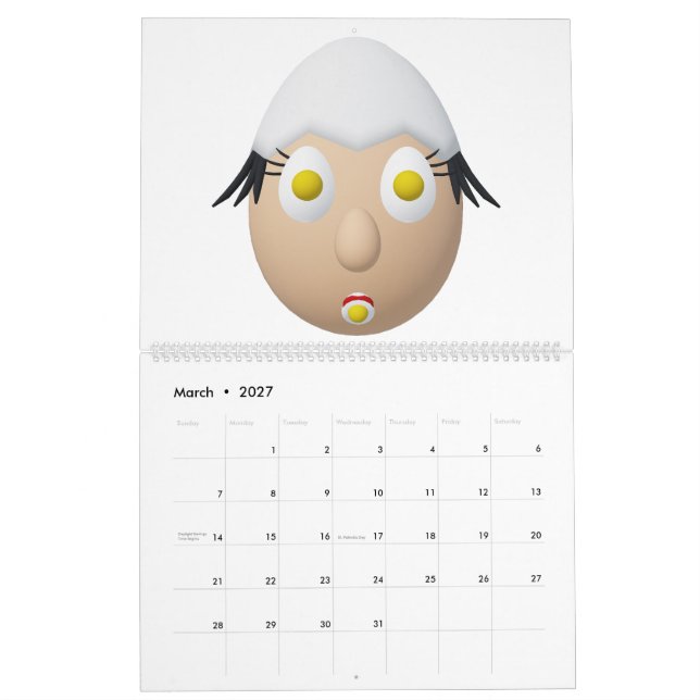 RG & RA Sällsam Ägg Karaktär Söt Design Kalender (Mar 2027)