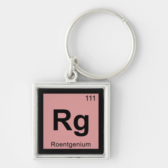 Rg - Röntgenium Kemi Periodiska Systemet Symbol Fyrkantig Silverfärgad Nyckelring (Framsidan)