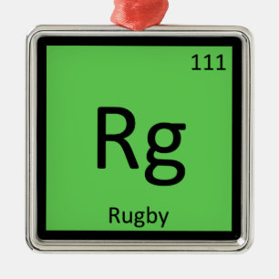 Rg - Rugby Sports Chemistry Periodic Bord Symbol Julgransprydnad Metall