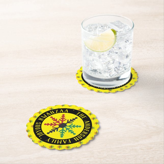 RGB Snöflingor Mönster Add Namn Joyous Kwanzaa Underlägg Papper (Insitu)