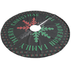 RGB Snöflingor Mönster Lägg till Namn Kwanzaa Julgransmatta Fleece