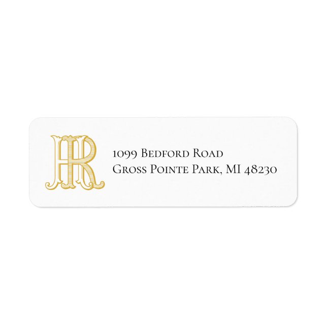 RH monogram eller HR monogram adressetikett Returadress Etikett (Framsidan)