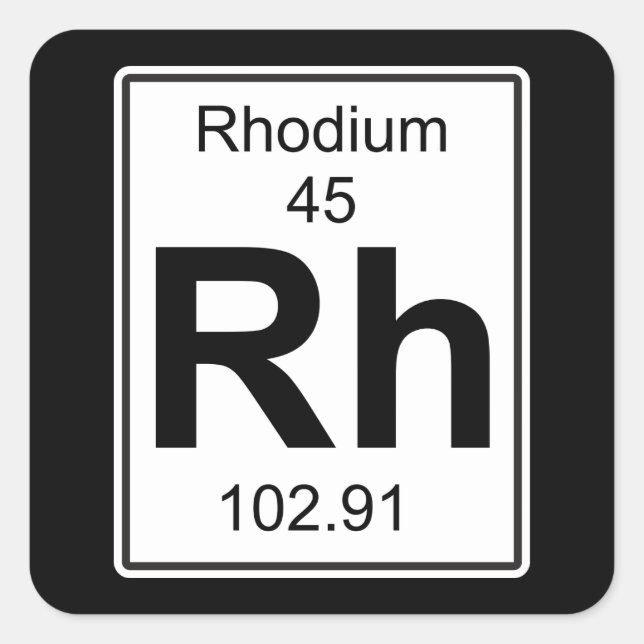 Rh - Rhodium Fyrkantigt Klistermärke (Framsida)
