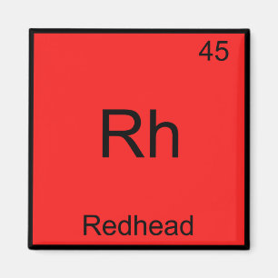 Rh - Rödhårig Funny Chemistry Inslag Symbol Te Magnet