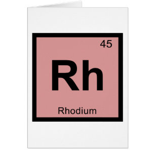 Rh - Rodium Kemi Periodiska Systemet Symbol Hälsningskort