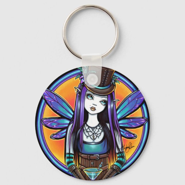 "Rhapsody" Gothic Absinthe Fairy Art Keychain Nyckelring (Framsida)