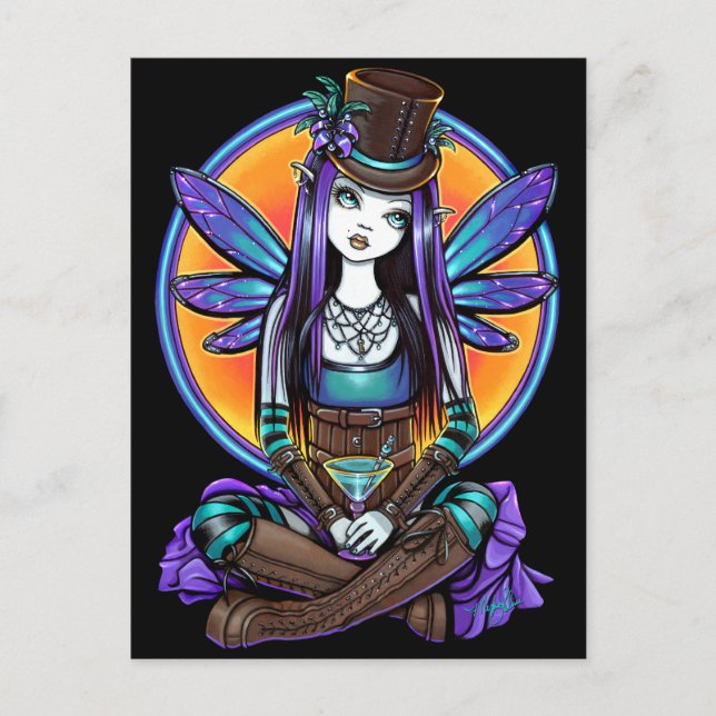 "Rhapsody" Gothic Absinthe Fairy Art Postcard Vykort (Framsida)
