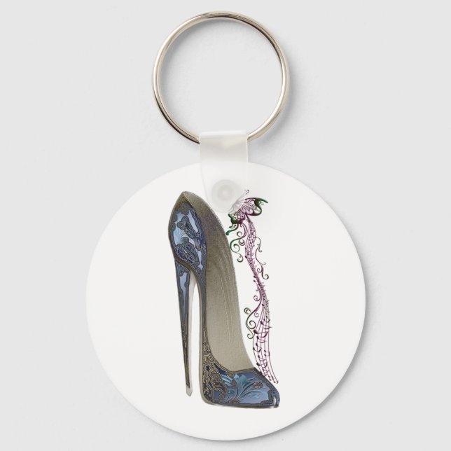 Rhapsody i Blue Stiletto och Butterfly Music Art Nyckelring (Framsida)