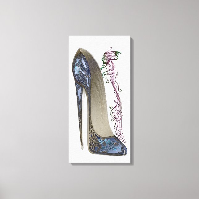 Rhapsody i Blue Stiletto Shoe Art Kanvastryck (Framsida)
