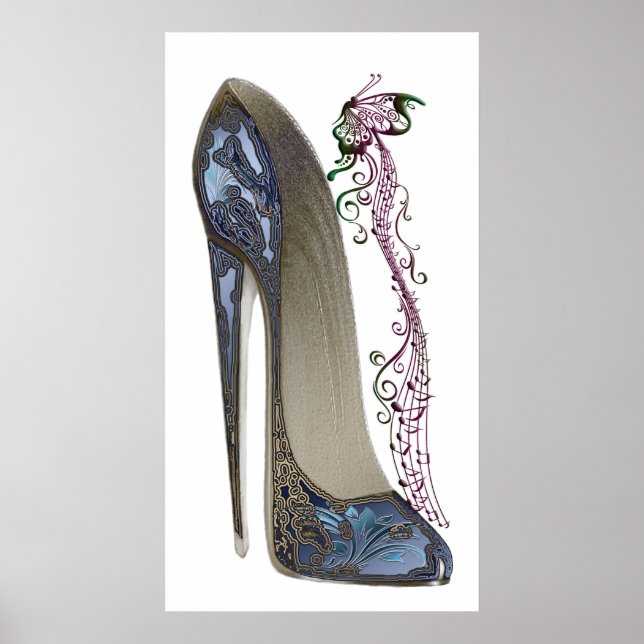 Rhapsody i Blue Stiletto Shoe Music Art Poster (Framsidan)