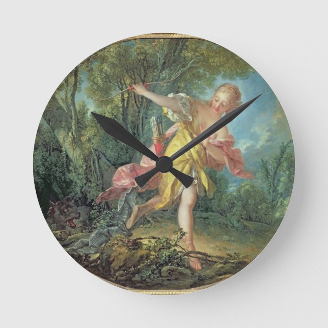 Rhea Sylvia som flyr från vargen, 1756 Rund Klocka (Framsida)