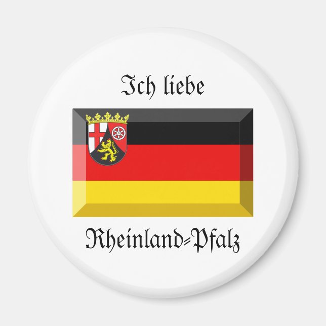Rheinland-Pfalz Flagga Gem Magnet (Framsidan)