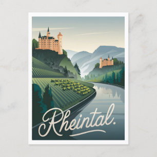 Rheintal Rhine Valley Tyskland vintage Vykort