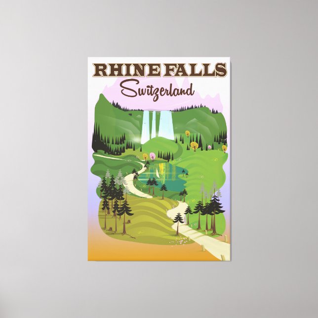 Rhen faller Schweiz reseaffisch Canvastryck (Framsida)