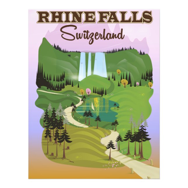 Rhen faller Schweiz reseaffisch Fototryck (Framsidan)