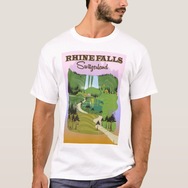Rhen faller Schweiz reseaffisch T Shirt (Framsida)