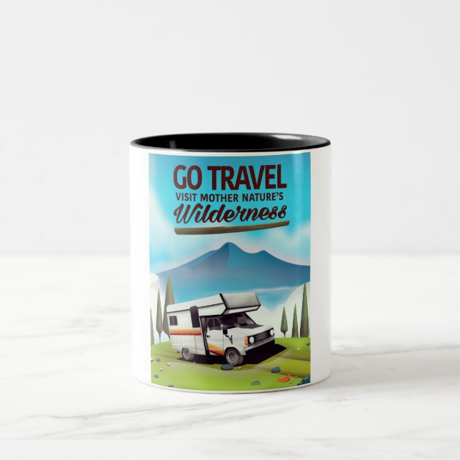 Rhen faller Schweiz reseaffisch Två-Tonad Mugg (Center)