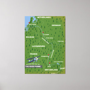 Rhen-retro-färden karta. canvastavla