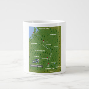 Rhen-retro-färden karta. Giant Coffee Mugg Jumbo Mugg