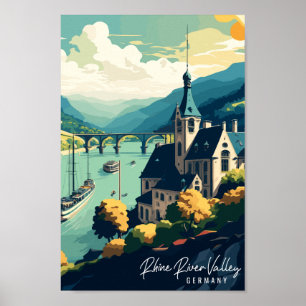 Rhen Valley Tyskland vintage resor ställe Poster