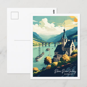 Rhen Valley Tyskland vintage resor ställe Vykort