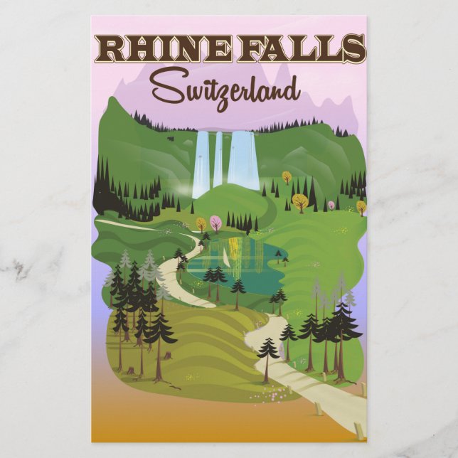 Rhenfallet Schweiz reseresaffiche Brevpapper (Framsida)