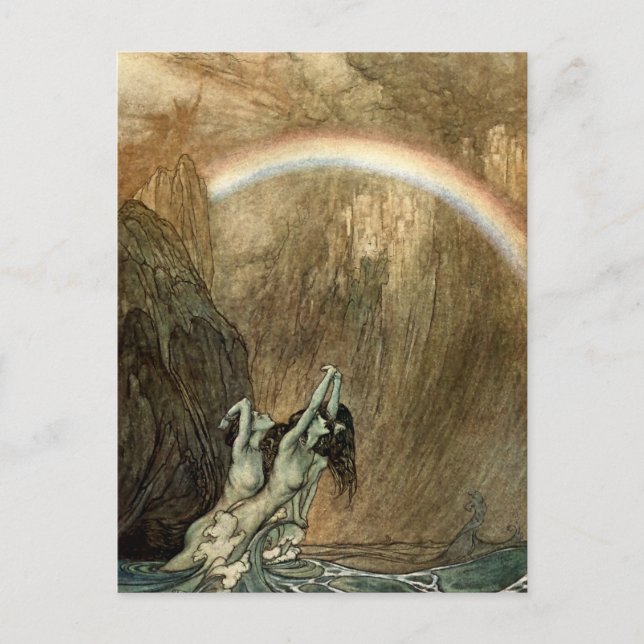 Rhenflickan från Wagners ”Ring” av Arthur Rackham Vykort (Framsida)