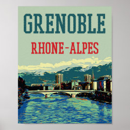Rhenfloden Grenobles Frankrike-vy Poster