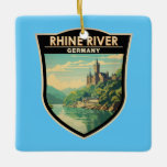 Rhenfloden Tyskland Section Travel Art Vintage Julgransprydnad Keramik<br><div class="desc">Rhen-floden i en vektorkonst stil med Tyskland andel. Rhen är en av de stora europeiska floderna. Floden börjar i den schweiziska kantonen Graubünden i de sydöstra schweiziska Alpernorna.</div>