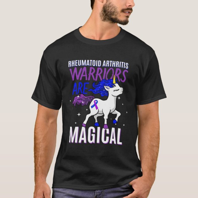 Rheumatoid Arthritis Warrior Magical Unicorn Purpl T Shirt (Framsida)