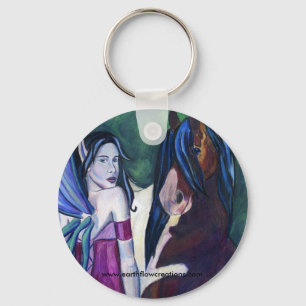 Rhiannon och henne Fae häst Keychain Nyckelring