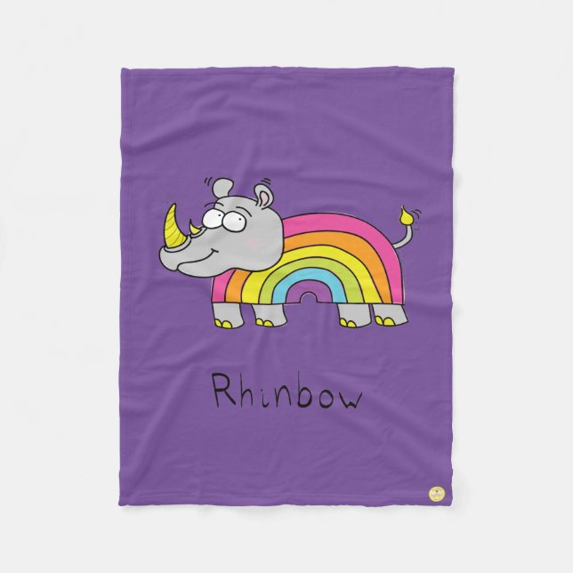 Rhinbow Rhino Rainbow Fleece Blanket Lila (Framsidan)