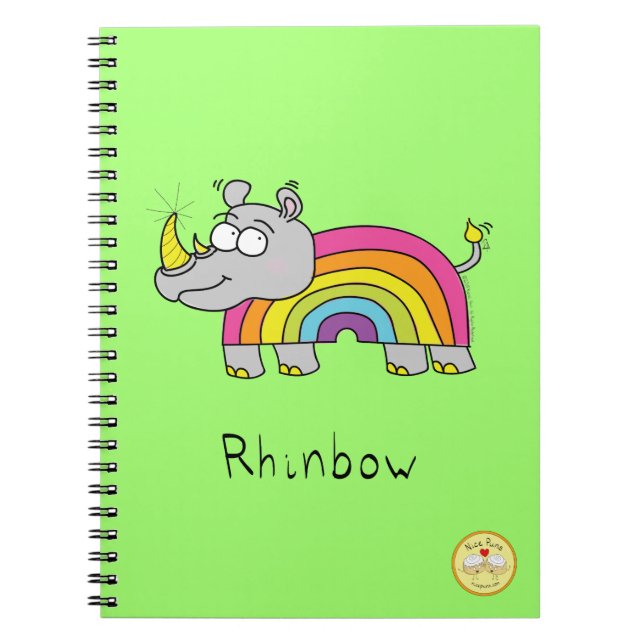 Rhinbow Rhino Rainbow Grönt för bärbara datorer Anteckningsbok (Framsidan)