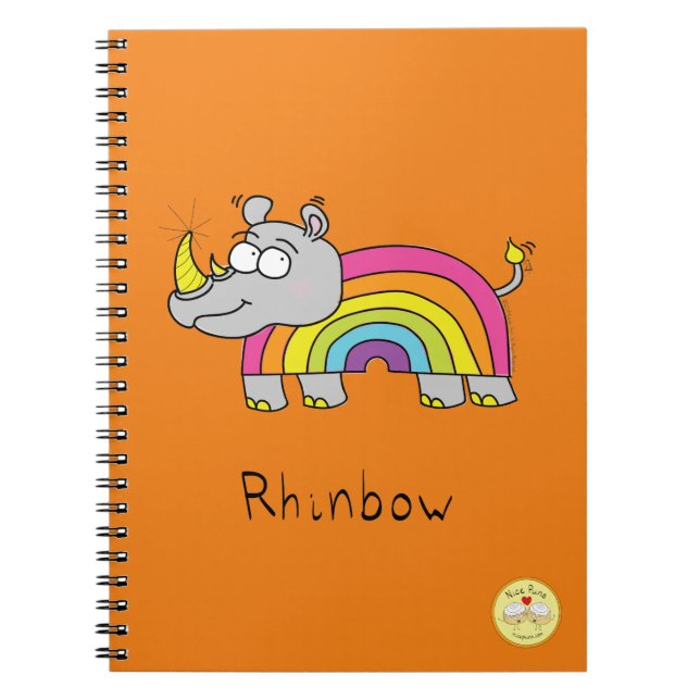 Rhinbow Rhino Rainbow Orange för bärbara datorer Anteckningsbok (Framsidan)