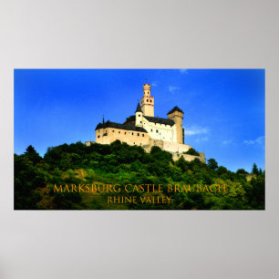 rhine för marksburgslottbraubach dal poster