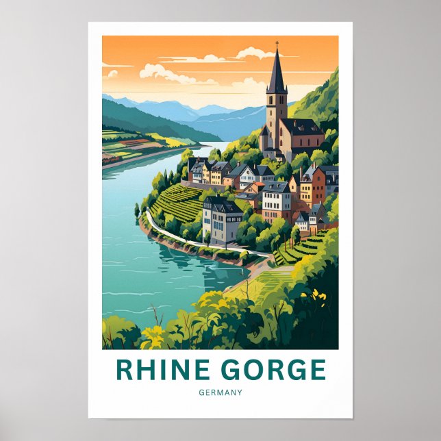 Rhine Gorge Tyskland Travel Print Poster (Framsidan)