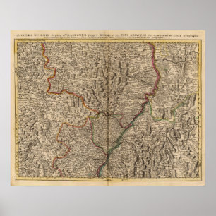 Rhine River dal i Tyskland och frankriken Poster