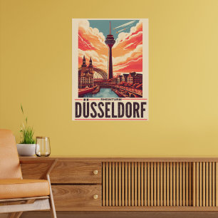 Rhine Torn Düsseldorf Rheinturm german-gåva Poster