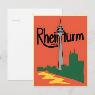 Rhine Tower Düsseldorf Rheinturm tyskt present Vykort