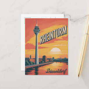 Rhine Tower Düsseldorf Rheinturm tyskt present Vykort