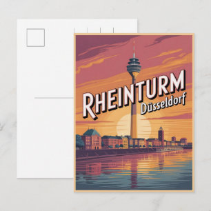Rhine Tower Düsseldorf Rheinturm tyskt present Vykort